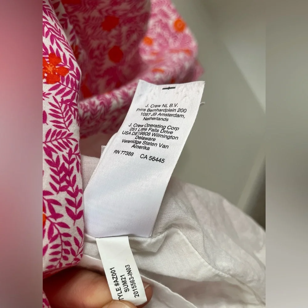 JCrew Floral Print Tiered Ruffle Sleeveless Pink Orange Cotton Dress Sz 0 - Picture 15 of 15